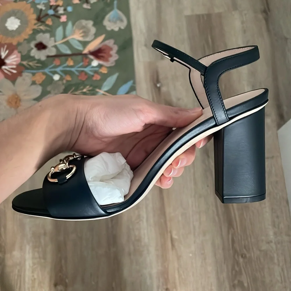 Black Gucci Miro Horsebit Heels Size 38